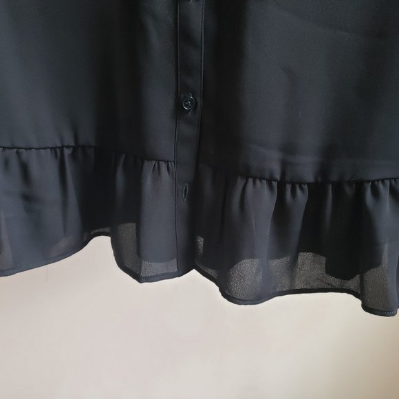 EXPRESS | Sheer Blouse Ruffle Bottom - Picture 6 of 10
